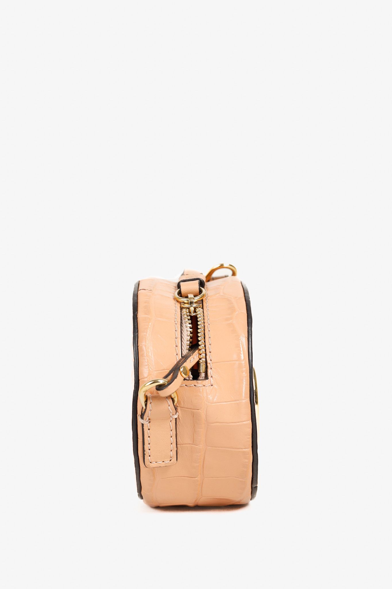 Chloe Chloe C Mini Round Milky Orange Croc-Embossed Crossbody Bag Size ONE SIZE - 3 Thumbnail