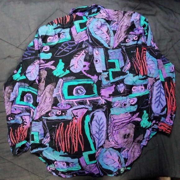 Vintage Vintage Jeri Marque Abstract Strokes Button Shirt Size XL / US 12-14 / IT 48-50 - 5 Thumbnail