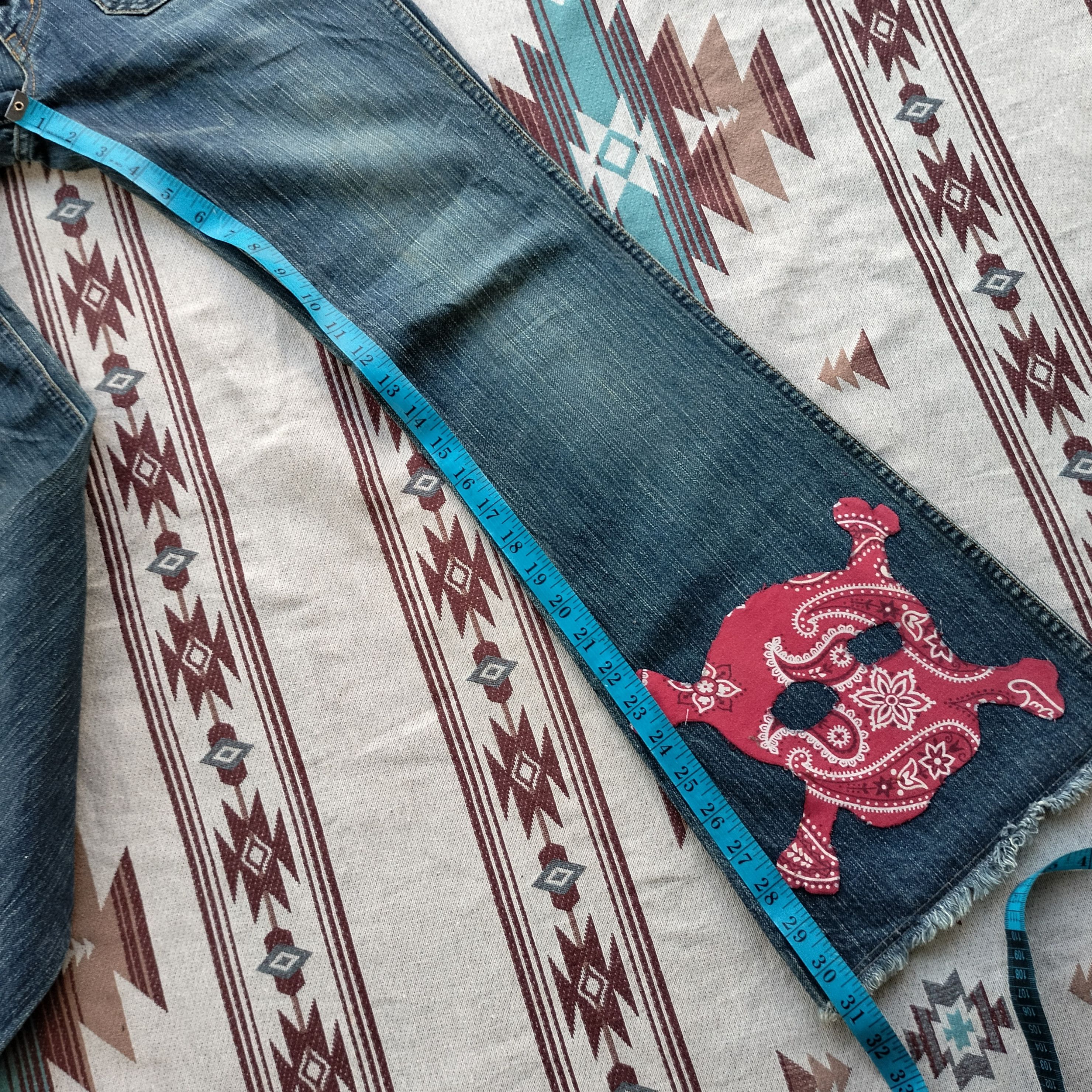 Beauty Beast Brappers skull paisley patchwork flare denim Size US 30 / EU 46 - 22 Thumbnail