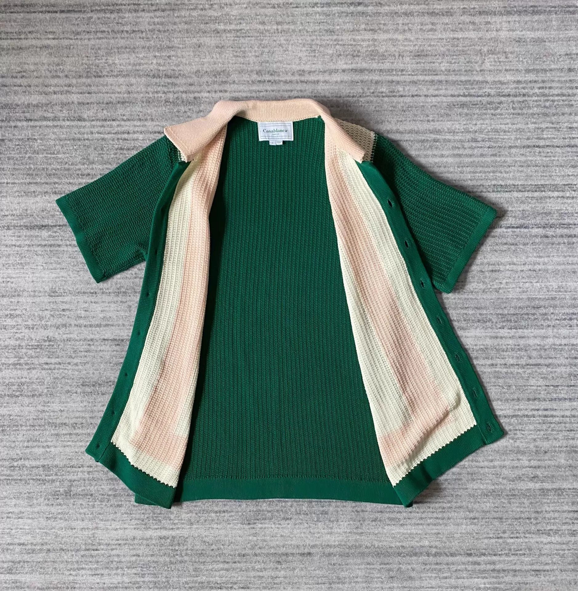 Casablanca Casablanca White Green Color-Blocked Short Sleeve Knit Vest S Size US S / EU 44-46 / 1 - 2 Thumbnail
