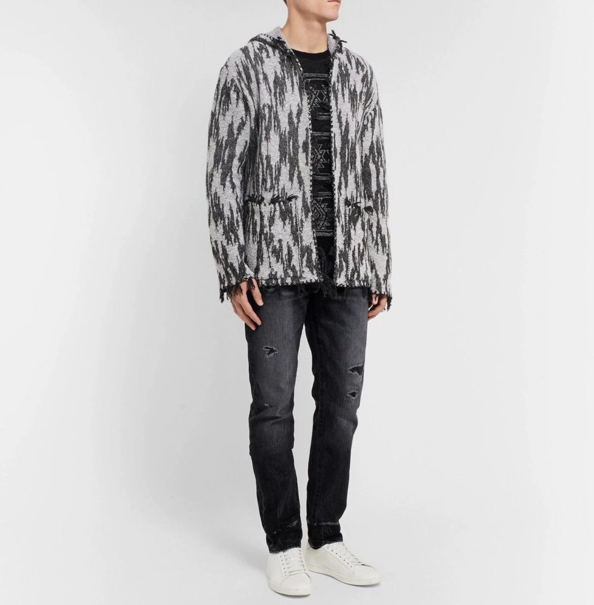 Saint Laurent Paris YSL 17ss Milk Gray Linen-Wool Hooded Cardi S Size US S / EU 44-46 / 1 - 7 Thumbnail