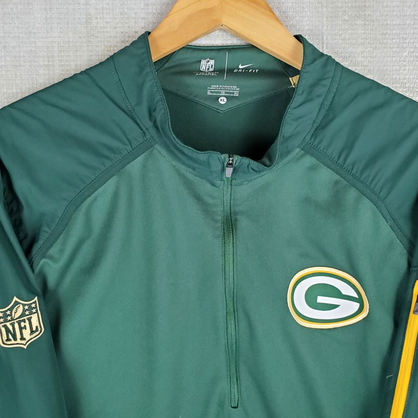 Nike NIKE On-Field x Packers Mens Windbreaker Jacket 1/2 Zip XL Green Dri-Fit Performance Windshirt Golf Size US XL / EU 56 / 4 - 2 Thumbnail