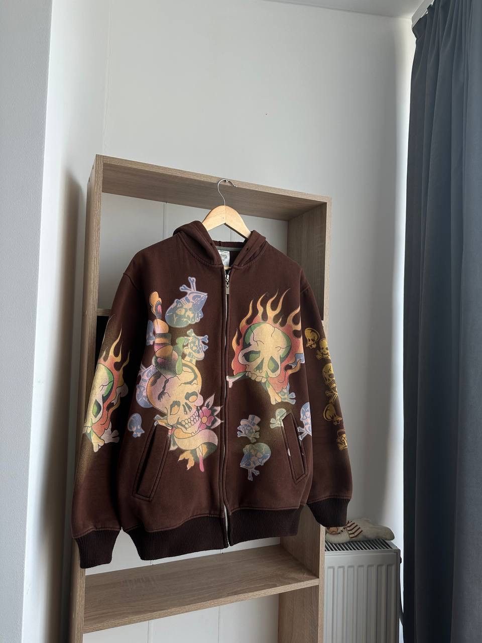 Christian Audigier × Ed Hardy × Vintage Vintage Ed Hardy Christian Audigier Brown Hoodie Size US XL / EU 56 / 4 - 1 Thumbnail
