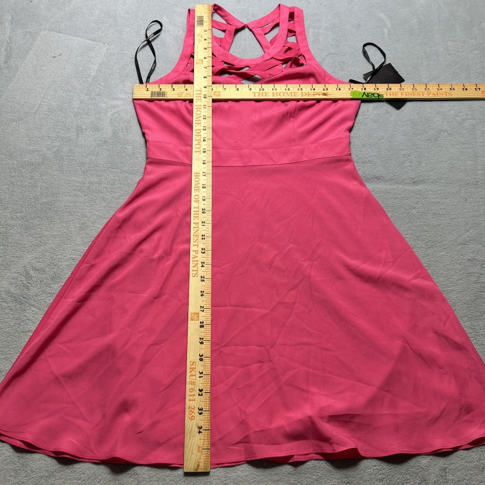 Guess Guess A-Line Dress Sz 8 Hot Pink Back Lace Straps Stretch Size M / US 6-8 / IT 42-44 - 9 Thumbnail