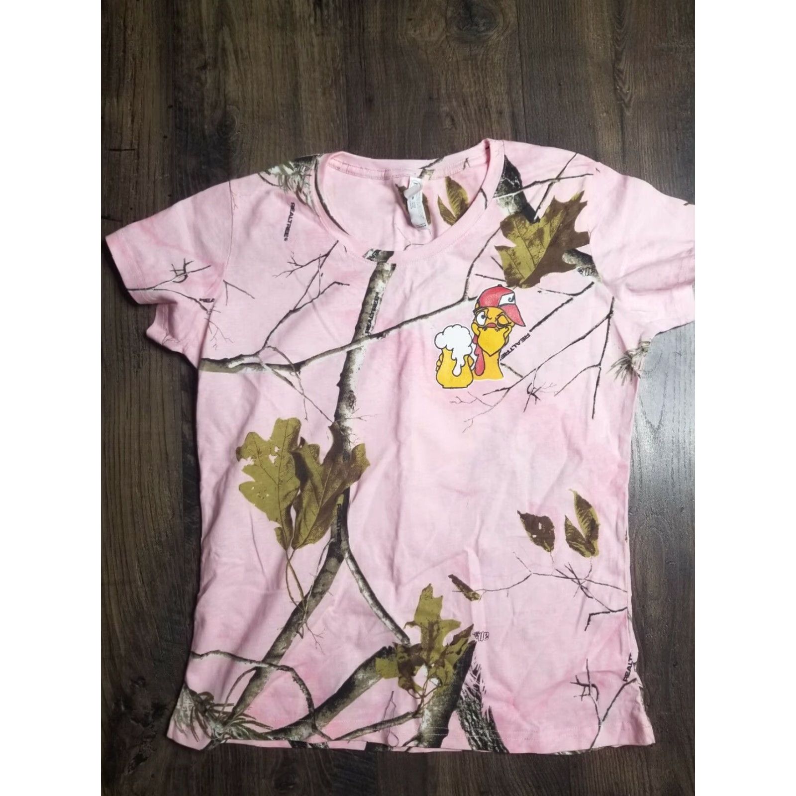 Vintage Womens Pink Camo T-Shirt M Slim Fit Short Sleeve Crew Neck Wild Turkey Saloon Avon Park FL Size M / US 6-8 / IT 42-44 - 4 Thumbnail