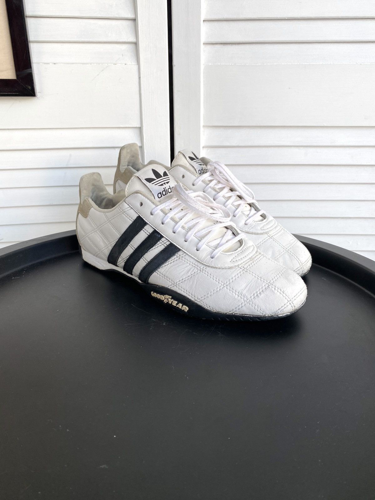 Adidas × Vintage 2004 Adidas Tuscany Good Year Leather Racing F1 Shoes Y2K Size US 8 / EU 41 - 7 Thumbnail