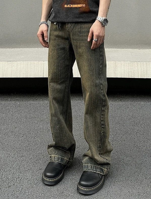 Japanese Brand × Vintage High street retro vintage faded mud straight leg jeans pants Size US 29 - 2 Thumbnail