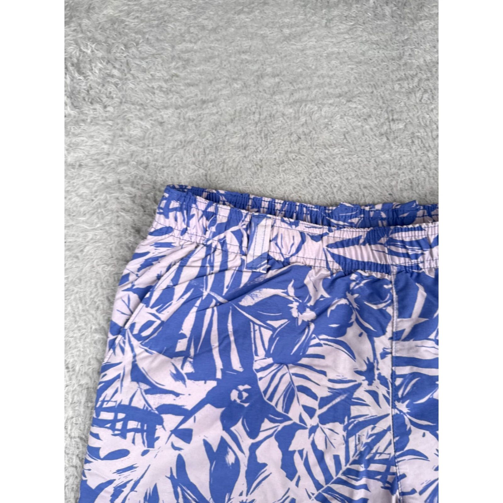 Pinko Columbia Shorts Men Small Pink Blue Floral PFG Elastic Nylon Fishing Boating Size US 29 - 4 Thumbnail