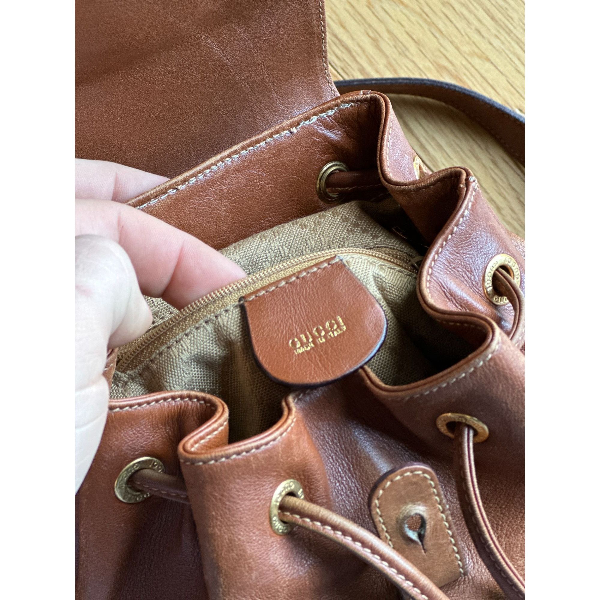 Gucci AUTH GUCCI BAMBOO BACKPACK BROWN LEATHER - Z0940 Size ONE SIZE - 11 Thumbnail