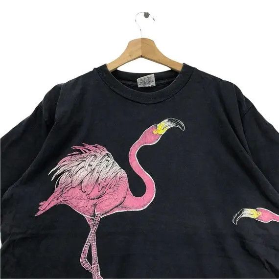 Vintage Vtg 80’ FLAMINGO HARLEQUIN PAINTING Art Bird Tee Shirt Size L / US 10 / IT 46 - 4 Thumbnail