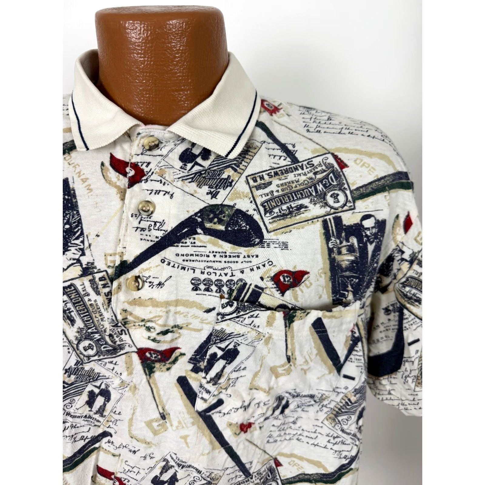 Vintage VINTAGE Penguin Polo Shirt Men Medium 90s Golf Graphic Retro Cotton Ivory Size US M / EU 48-50 / 2 - 2 Thumbnail