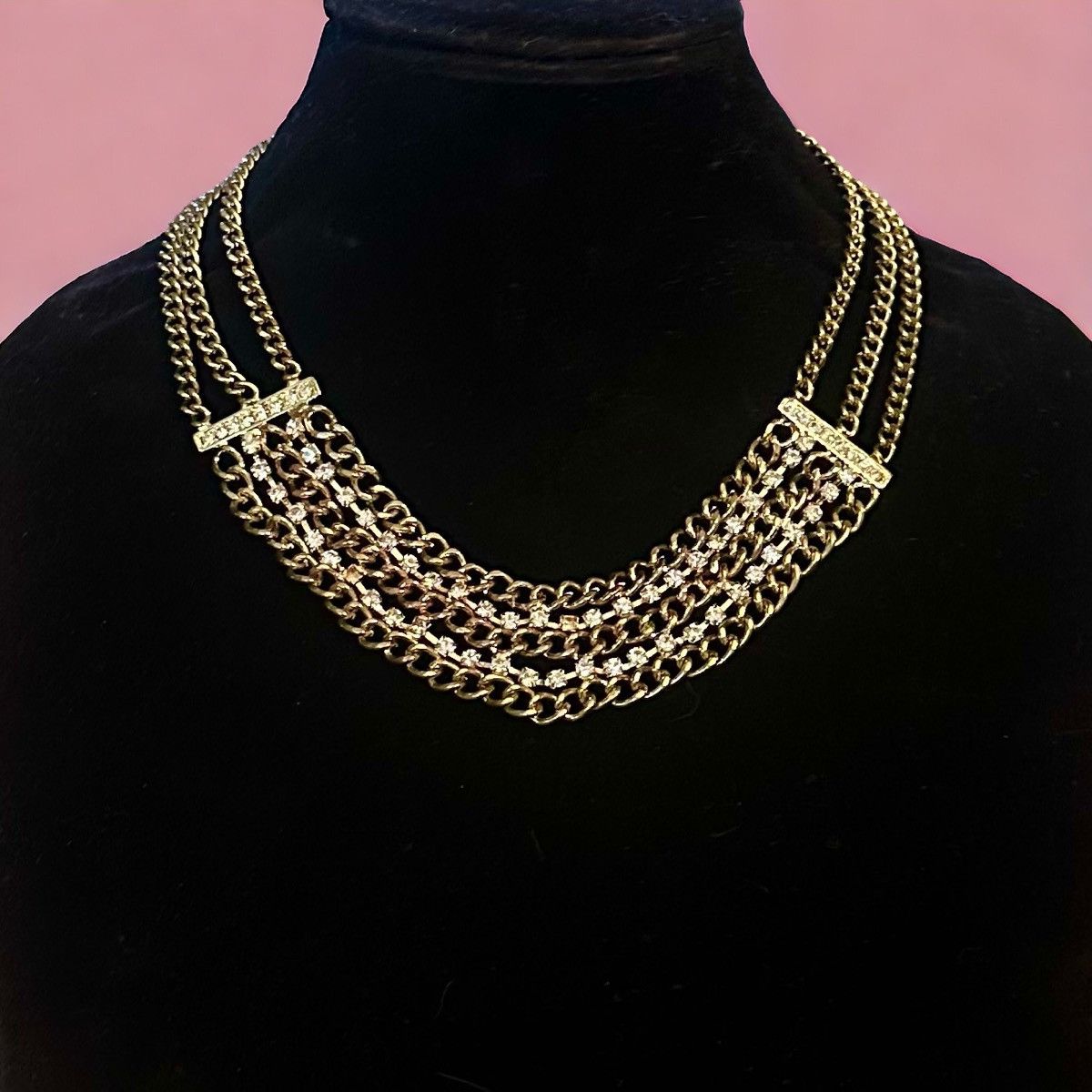 Aldo Aldo gold tone multi chain rhinestone collar necklace Size ONE SIZE - 1 Thumbnail