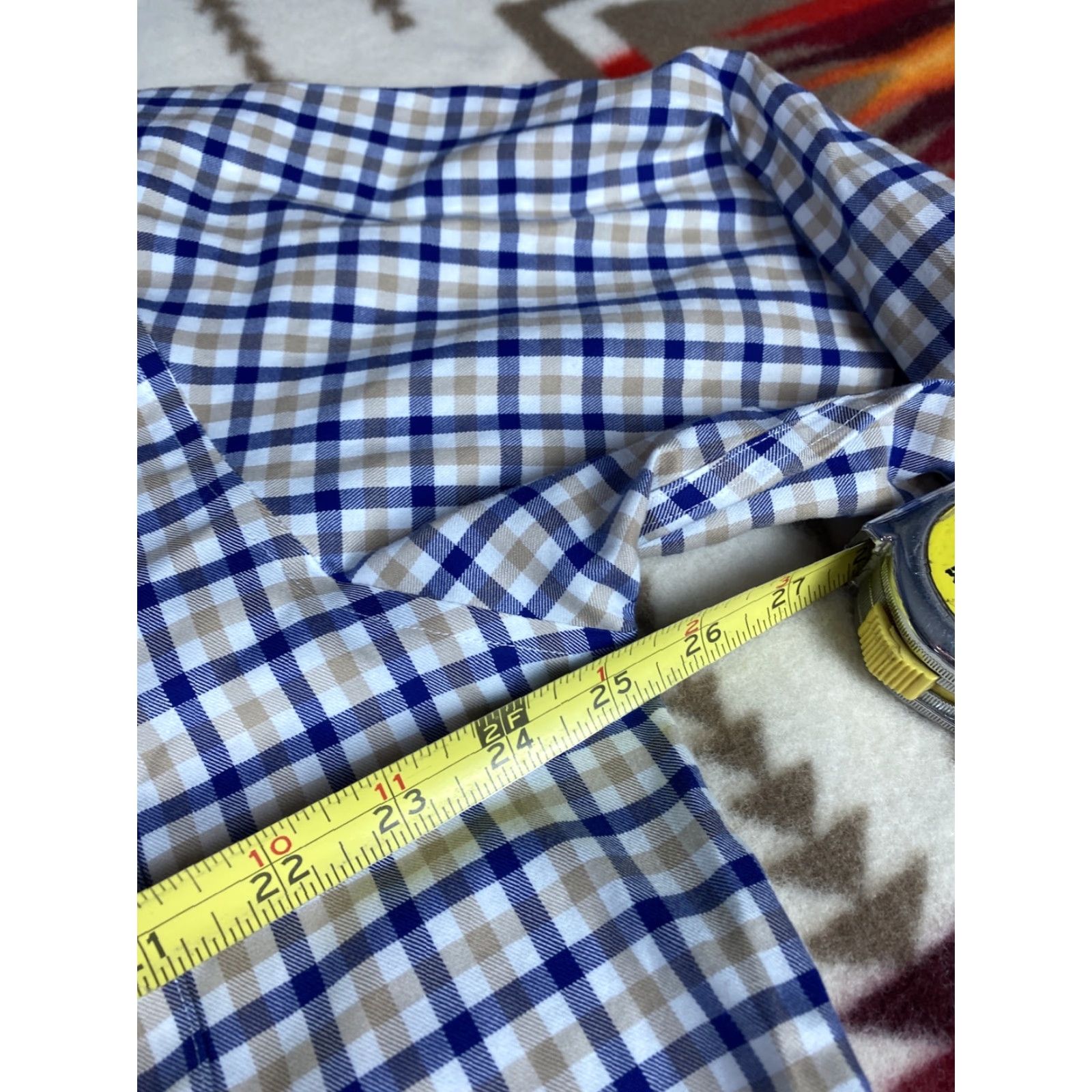Vintage Hathaway Non Iron Mens XL Button-Down Long Sleeve Plaid Blue & Tan Shirt Mens XL Size US XL / EU 56 / 4 - 5 Thumbnail
