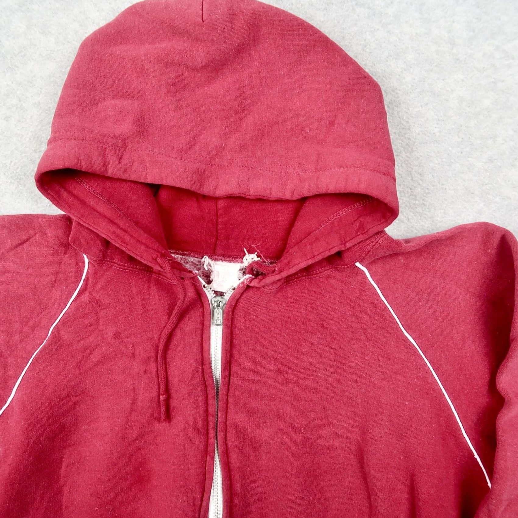 Vintage VINTAGE 80s Burgundy Blank Full Zip Hoodie Mens L Large Sweatshirt Size US L / EU 52-54 / 3 - 3 Thumbnail
