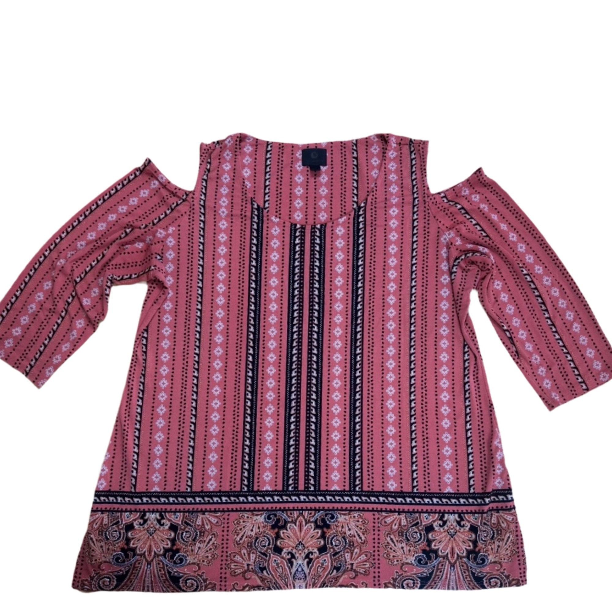 JM Collection JM Collection Mixed Print Shoulder Crepe 3/4 sleeves coral Size M / US 6-8 / IT 42-44 - 2 Thumbnail