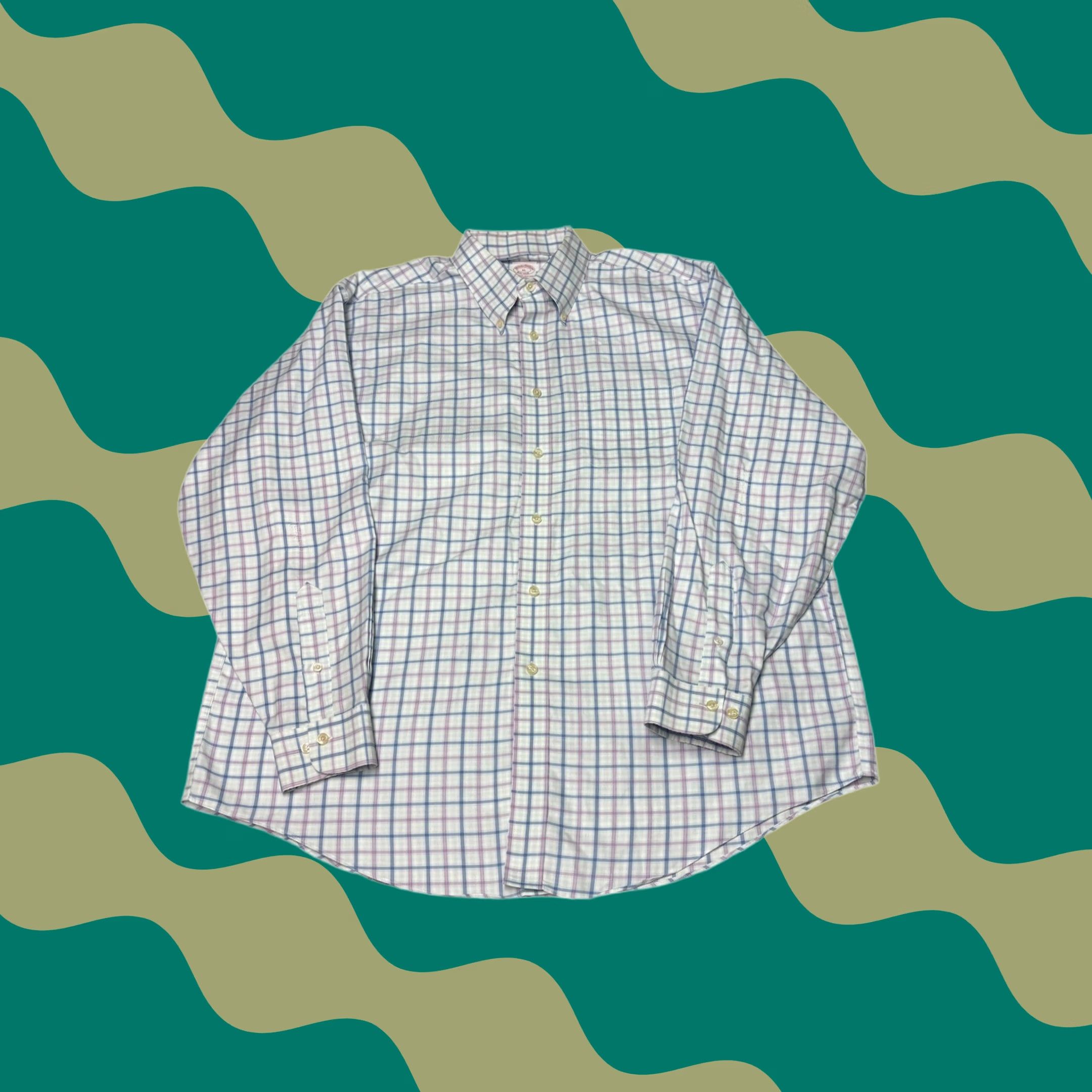 Brooks Brothers Brooks Brothers Shirt Mens XL Blue Non-Iron Supima Cotton Check Button Down Size US XL / EU 56 / 4 - 1 Thumbnail