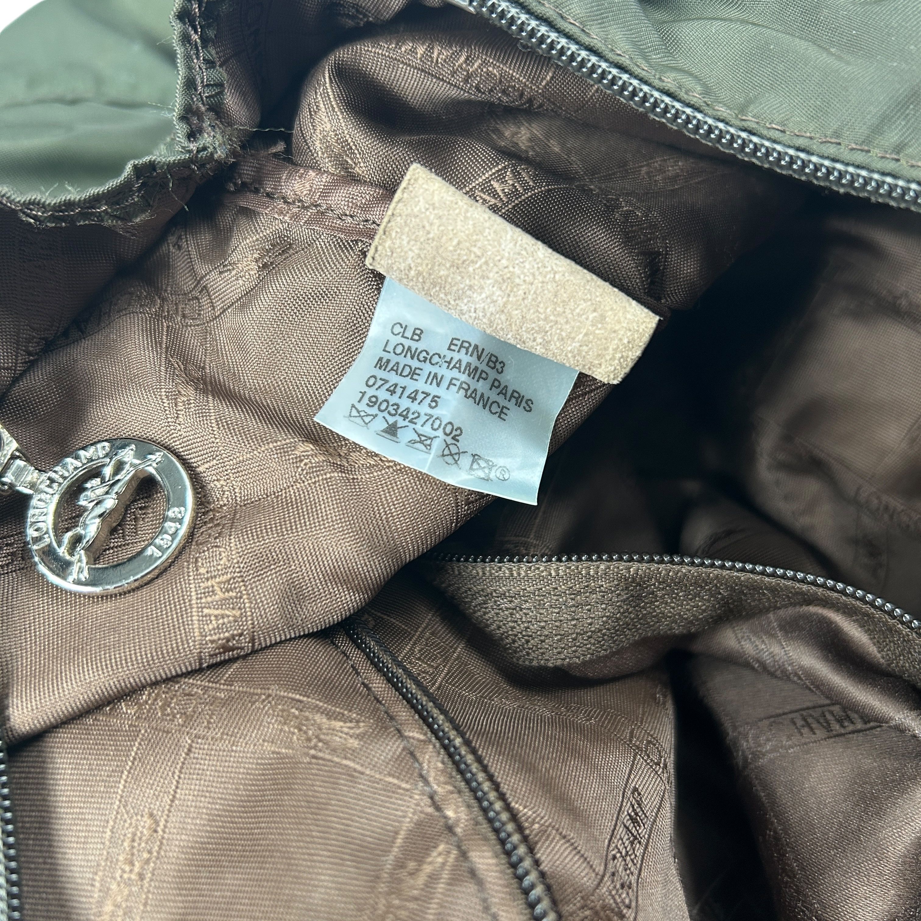 Longchamp Longchamp Khaki Green Nylon Leather Tote Hand Bag Medium Size ONE SIZE - 6 Thumbnail