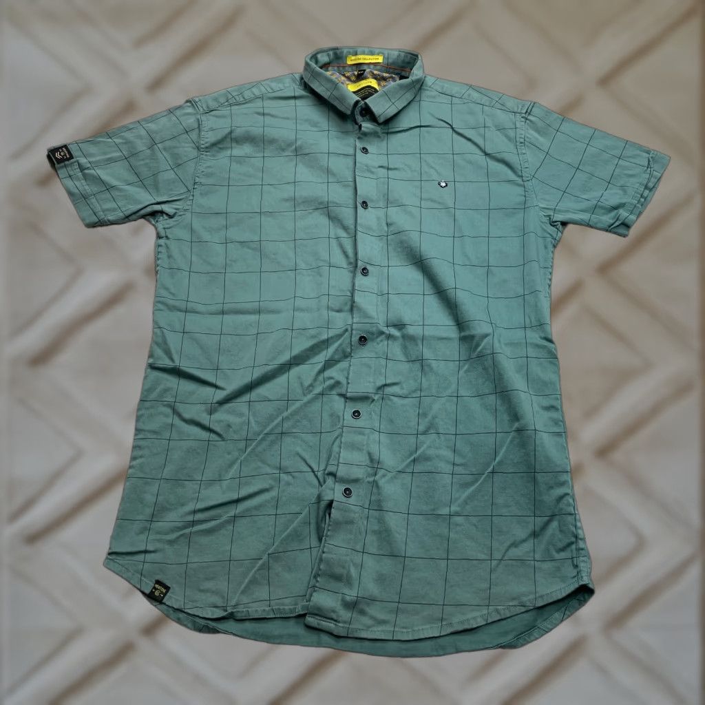 Vintage Mentone Shirt Mens L Green Check Slim Fit (Measures Like L) Size US L / EU 52-54 / 3 - 1 Thumbnail