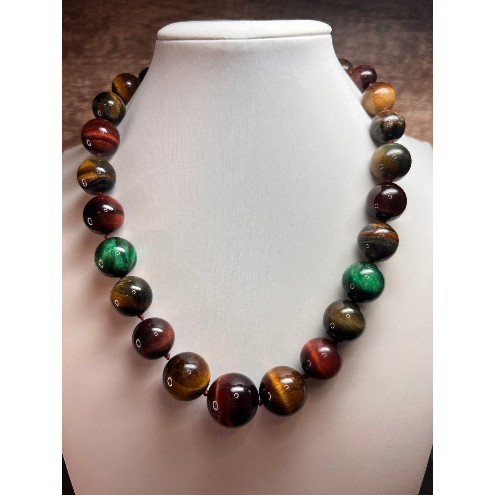 Other Multi color tiger eye graduated necklace with 925 clasp Size ONE SIZE - 3 Thumbnail