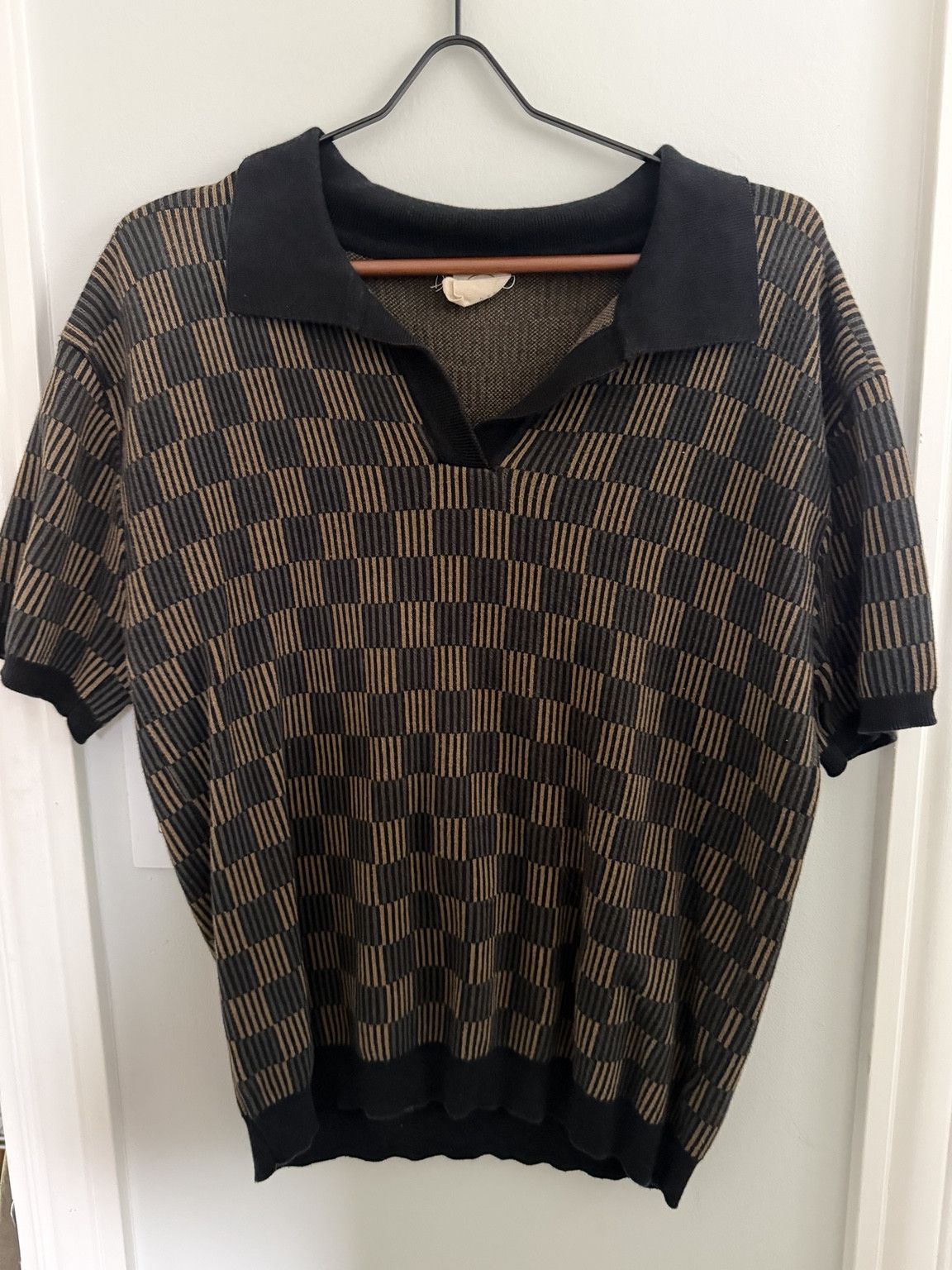 Other Danny Del Mar Textured Knit Polo – Black/Tan Pattern Size US L / EU 52-54 / 3 - 1 Preview