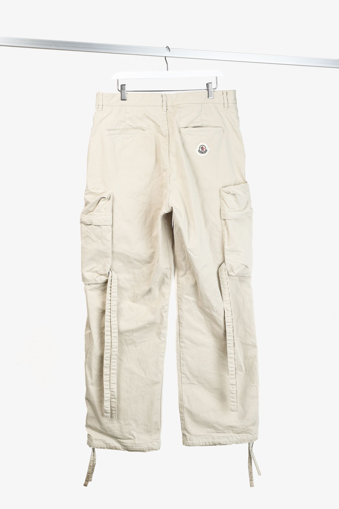 Moncler Moncler Light Beige Wide-Leg Stretch-Cotton Cargo Trousers Size US 34 / EU 50 - 2 Thumbnail