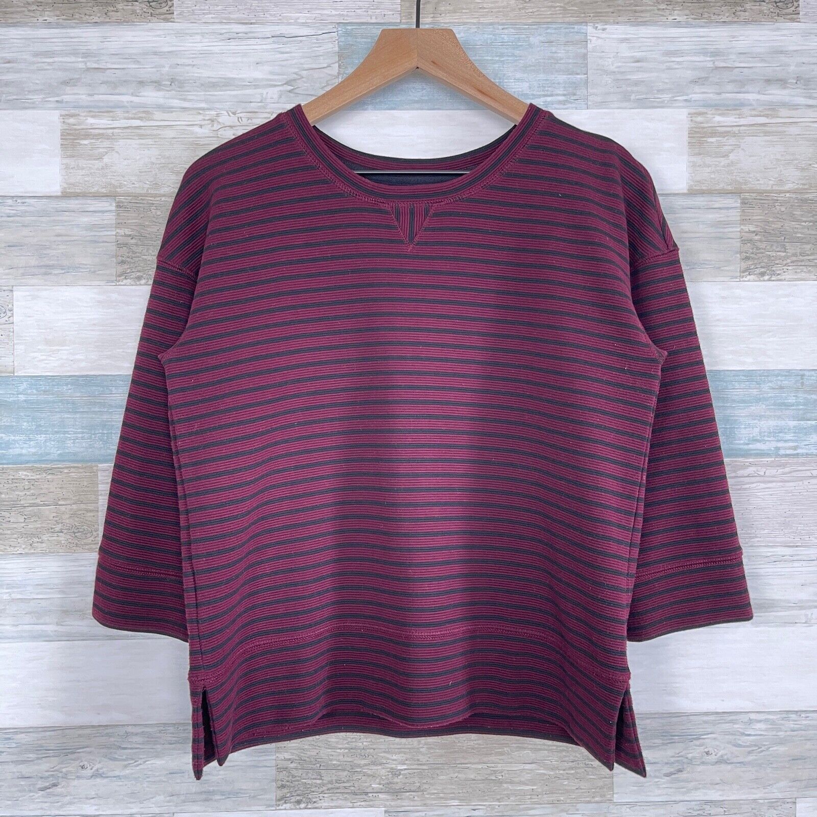Lou & Grey Lou & Grey Ottoman Striped Popover Top Black Red Womens XS Size XS / US 0-2 / IT 36-38 - 1 Thumbnail