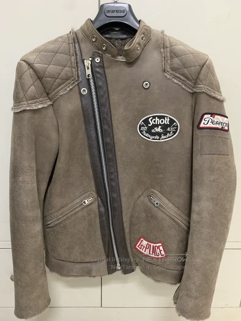 Schott Schott Vintage motorcycle leather jacket, sheepskin fur is Size US M / EU 48-50 / 2 - 1 Thumbnail