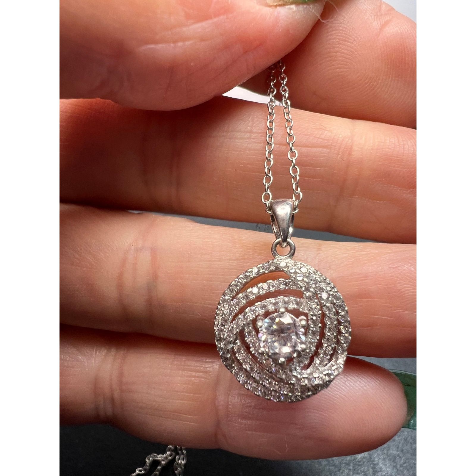Other Cz swirl circle sterling silver pendant and chain Size ONE SIZE - 8 Thumbnail