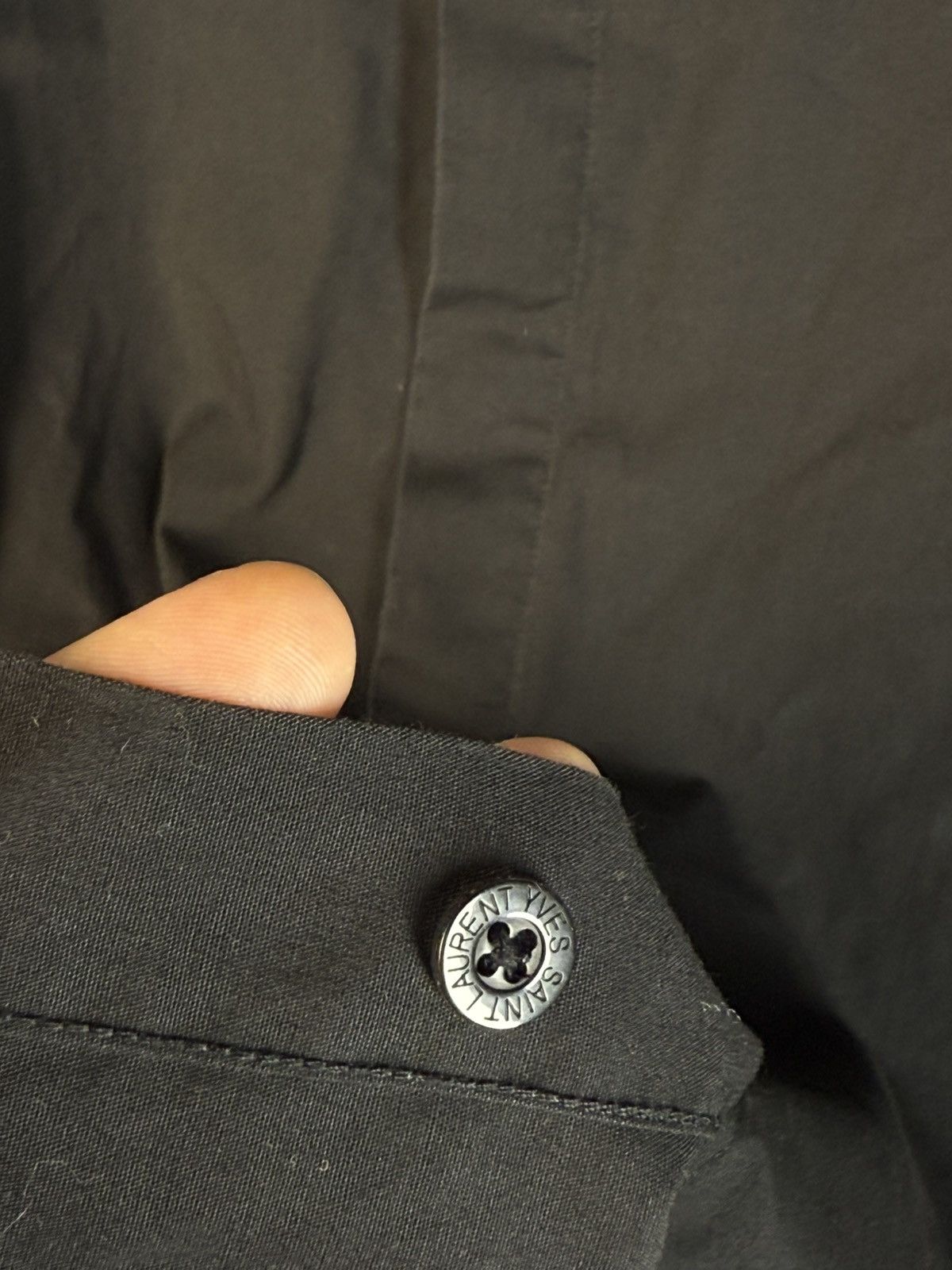 Yves Saint Laurent Black YSL Shirt Button Up Short Sleeve Vintage Collar y2k Size US L / EU 52-54 / 3 - 9 Thumbnail