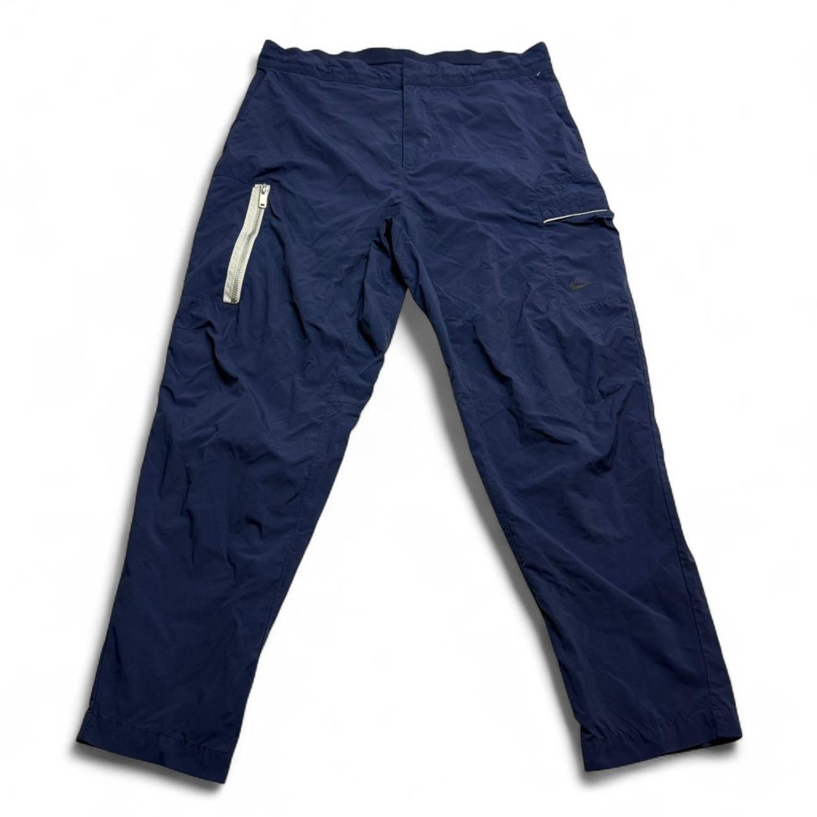 Nike Nike Mens Nylon Cargo Track Pants Blue Reflective Zip Y2K 32 Size US 33 - 1 Thumbnail