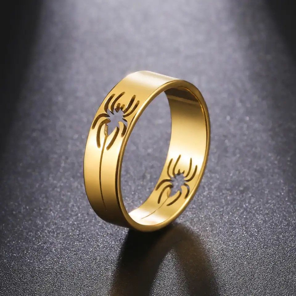 Anime Gold Skyrim Stainless Steel Spider Ring for Men Women Size ONE SIZE - 1 Thumbnail
