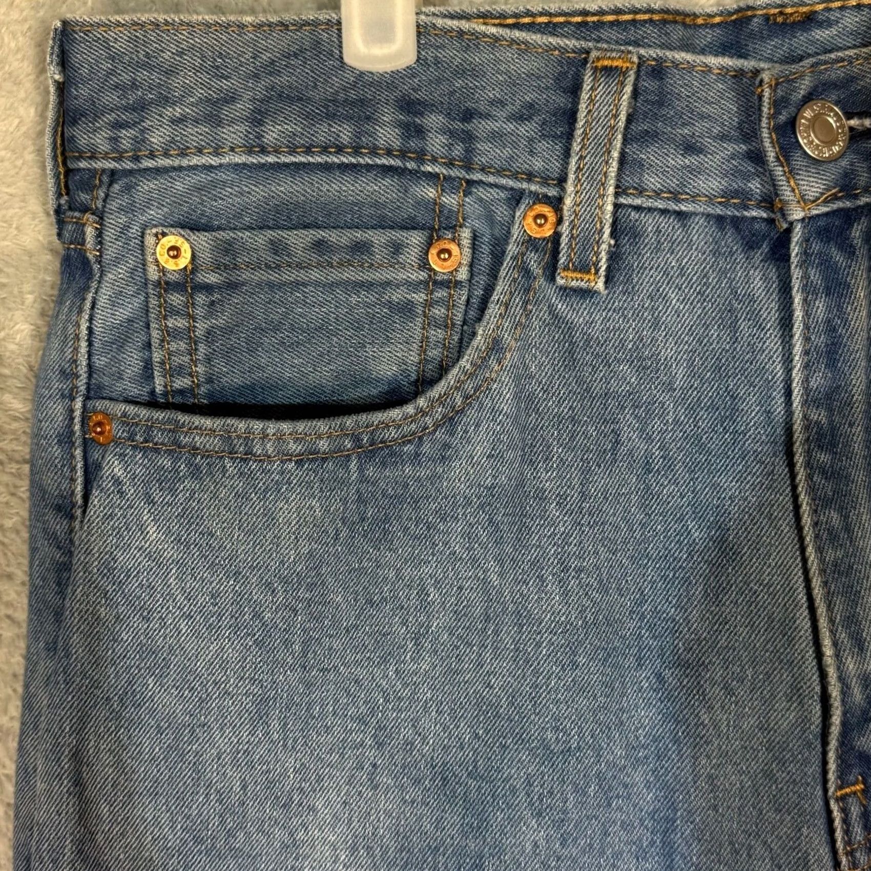 Levi's Levi’s 505 Jeans Men’s 32x30 Blue Denim Stretch Mid Rise Straight Leg Jeans Size US 32 / EU 48 - 3 Thumbnail