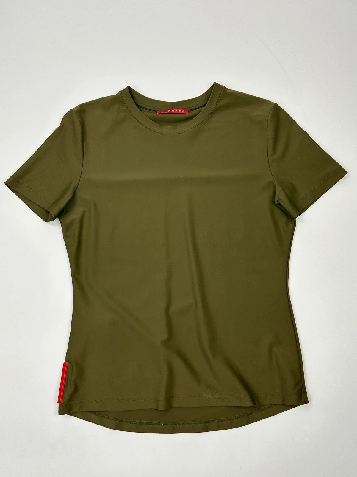 Prada Prada Sport SS06 Khaki Green Sporty Fitted Tee Nylon & Silk Size M / US 6-8 / IT 42-44 - 1 Thumbnail