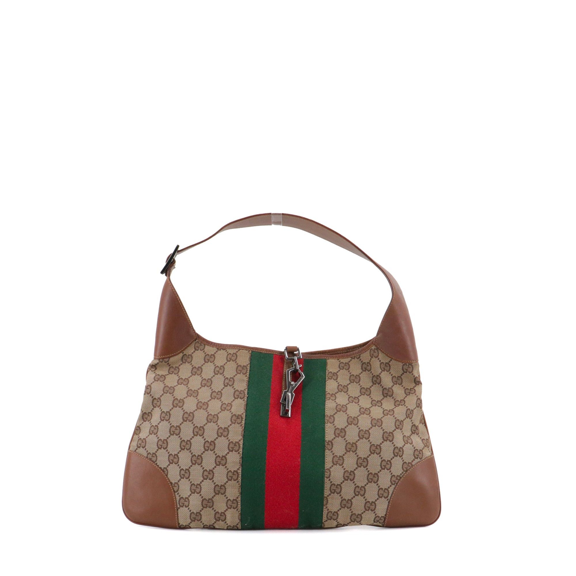 Gucci GUCCI - Jackie Hobo Limited Edition 2010 Gucci large size shoulder bag in monogram canvas and brown leather Size ONE SIZE - 1 Thumbnail