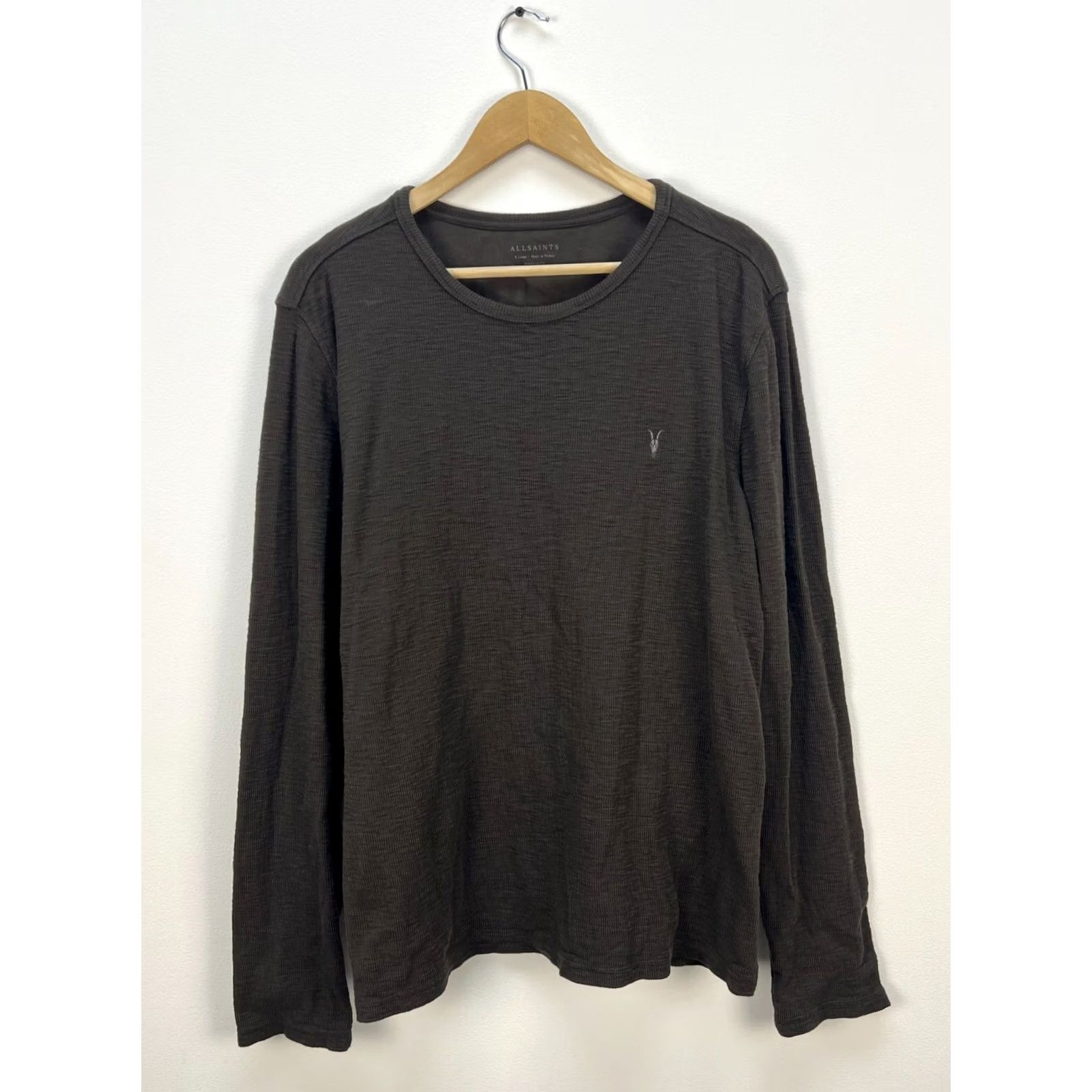 Allsaints AllSaints Sweatshirt Textured Crew Neck L Mens XL Some khaki gray Size US L / EU 52-54 / 3 - 2 Thumbnail