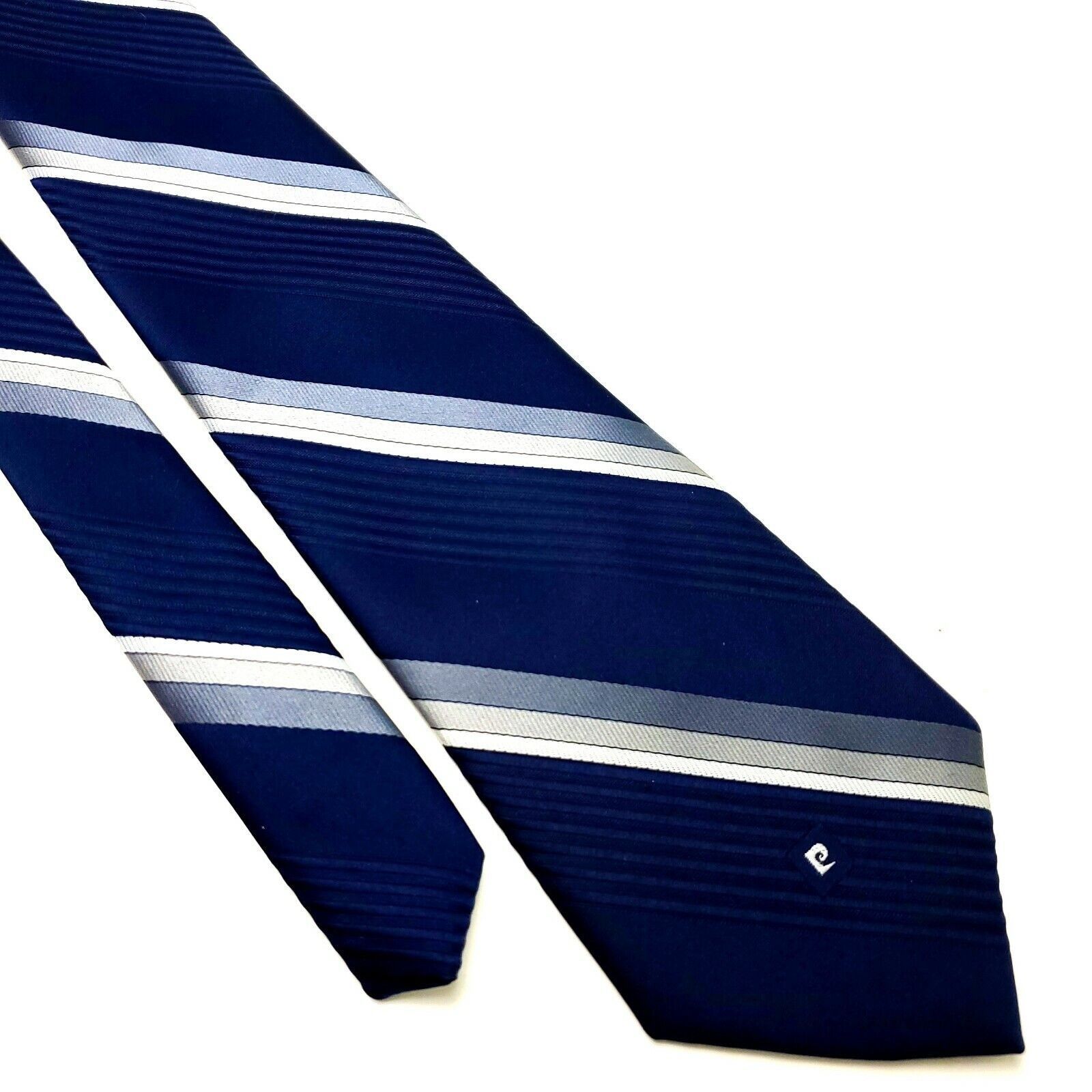 Pierre Cardin Pierre Cardin Silk Tie Print Blue Striped Short Size ONE SIZE - 1 Thumbnail