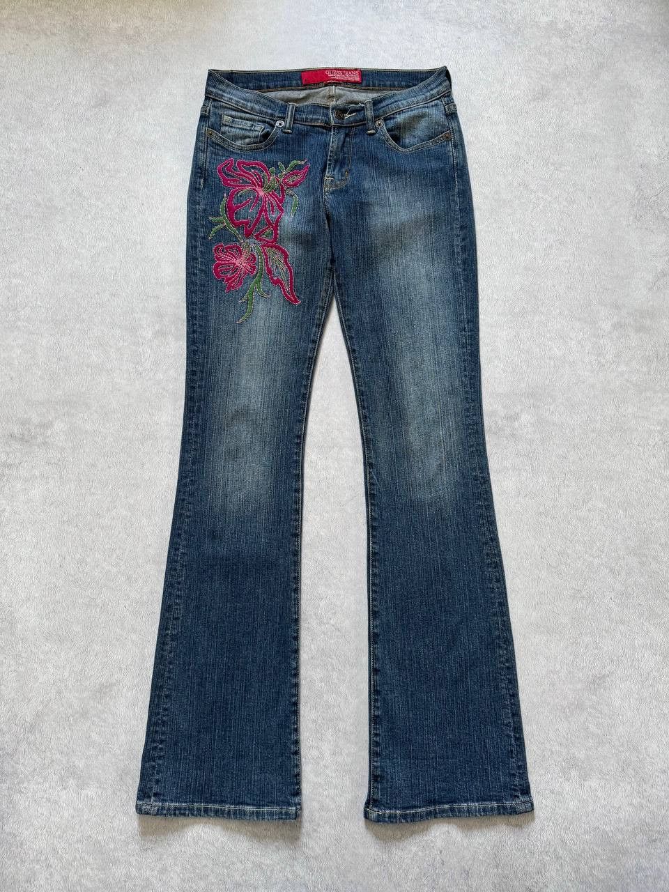 Guess Vintage Y2K Guess Bootcut Flared Jeans Floral Embroidered Size 27" / US 4 / IT 40 - 1 Thumbnail