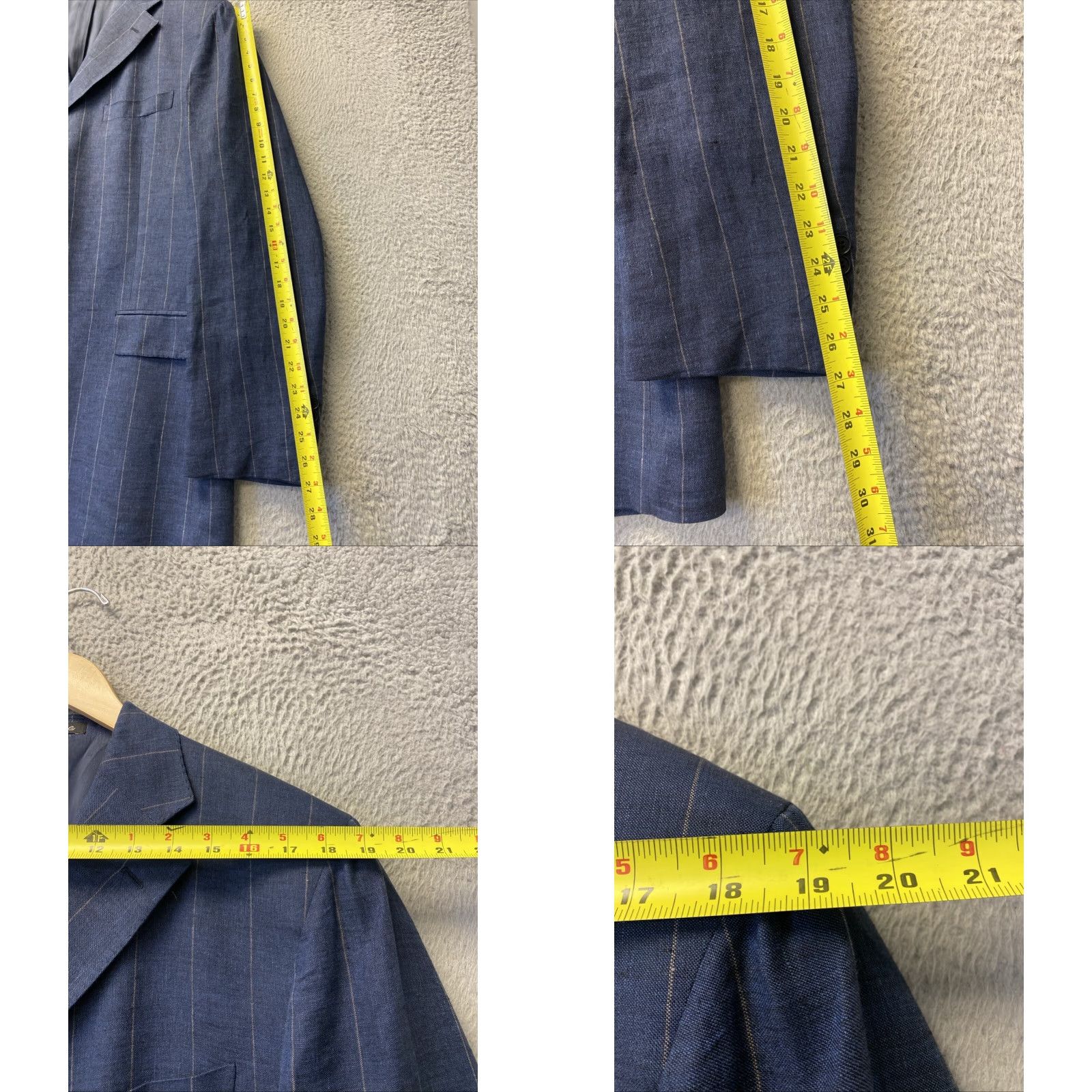 Faconnable VINTAGE Façonnable Linen Sport Coat Jacket Men 44 Navy Tan Stripes Business Casual Italy Size US S / EU 44-46 / 1 - 8 Thumbnail