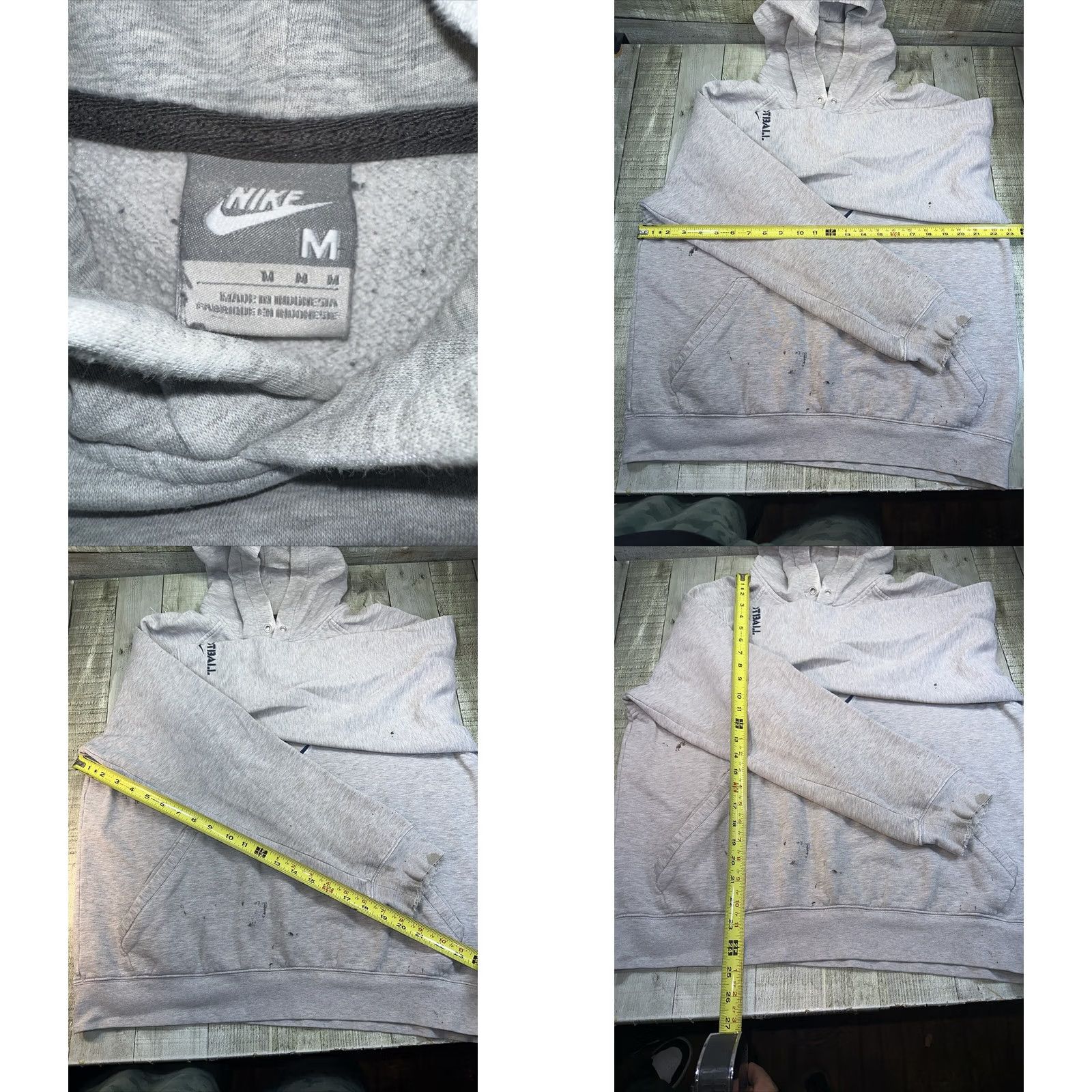 Nike VINTAGE Nike Center Swoosh Football Hoodie Mens M White Cotton Blend Fleece Logo Pullover Sports Winter Size US M / EU 48-50 / 2 - 8 Thumbnail