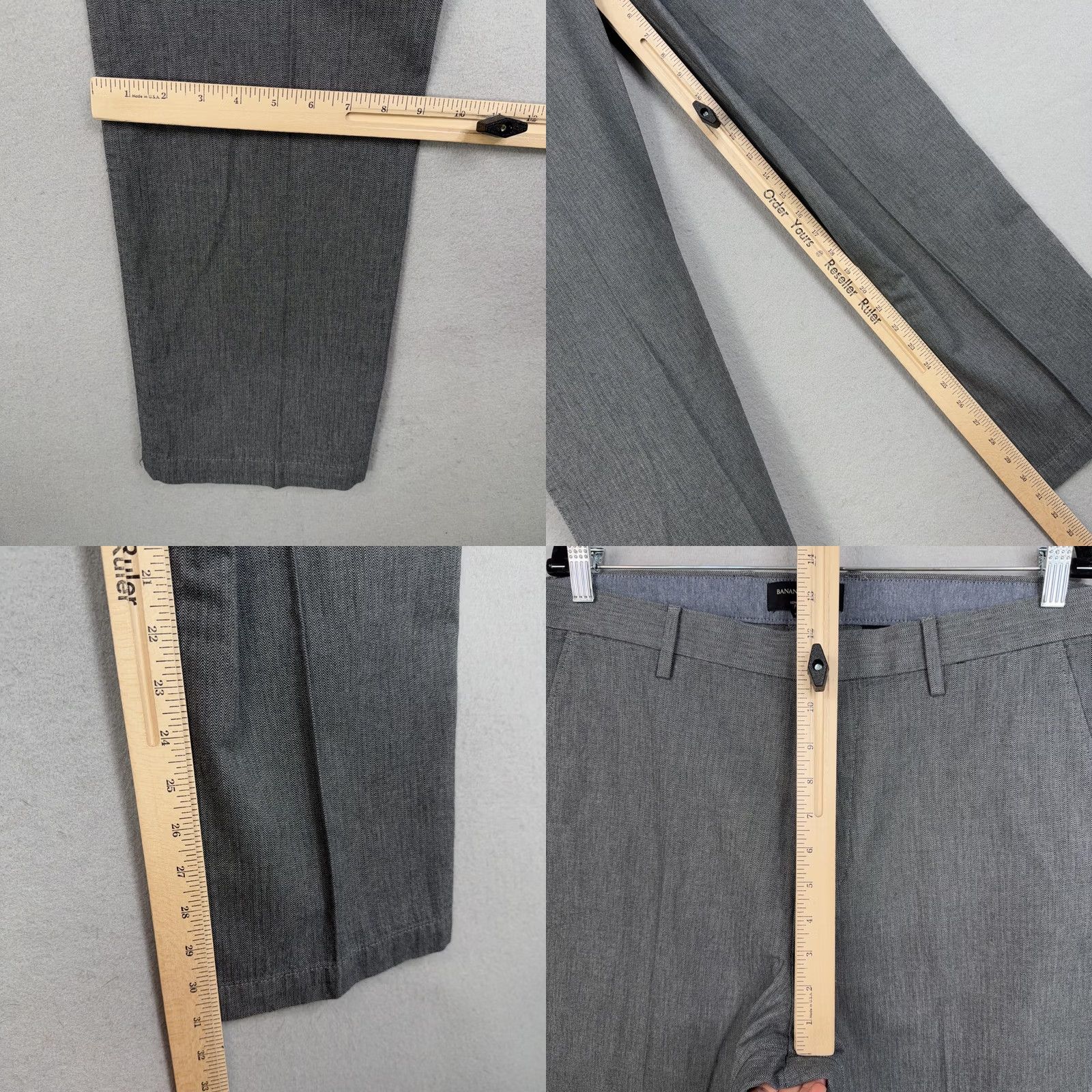 Banana Republic Banana Republic Mens Dress Pants 36x32 Grey Herringbone Kentfield – Business Casual Size US 36 / EU 52 - 9 Thumbnail