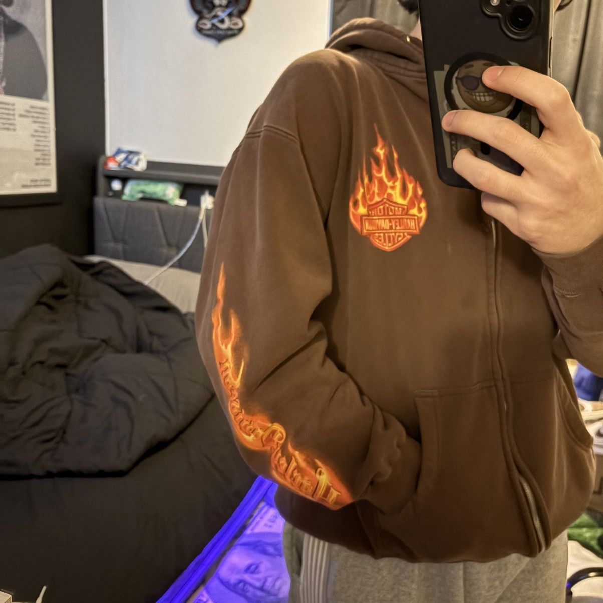 Harley Davidson Y2K Harley Davidson Flame Sleeve Zip Up Hoodie Size US L / EU 52-54 / 3 - 2 Thumbnail