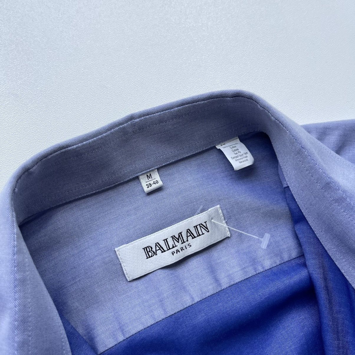 Balmain Balmain Paris Pocket Cotton Button Ups Classic Shirt Blue Size US M / EU 48-50 / 2 - 7 Thumbnail