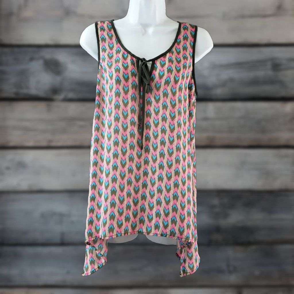 Pinko Daniel Rainn Womens Tank Top Pink Geometric Scoop Neck Size S Size S / US 4 / IT 40 - 1 Thumbnail