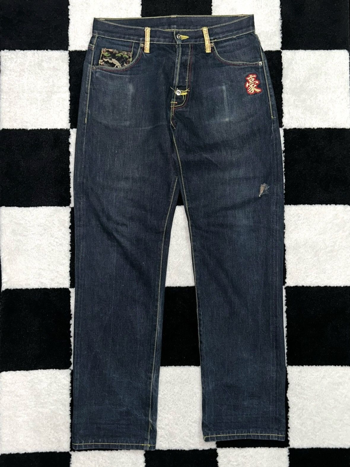 Japanese Brand Y2K Japanese Embroidered Jeans Size US 32 / EU 48 - 2 Thumbnail