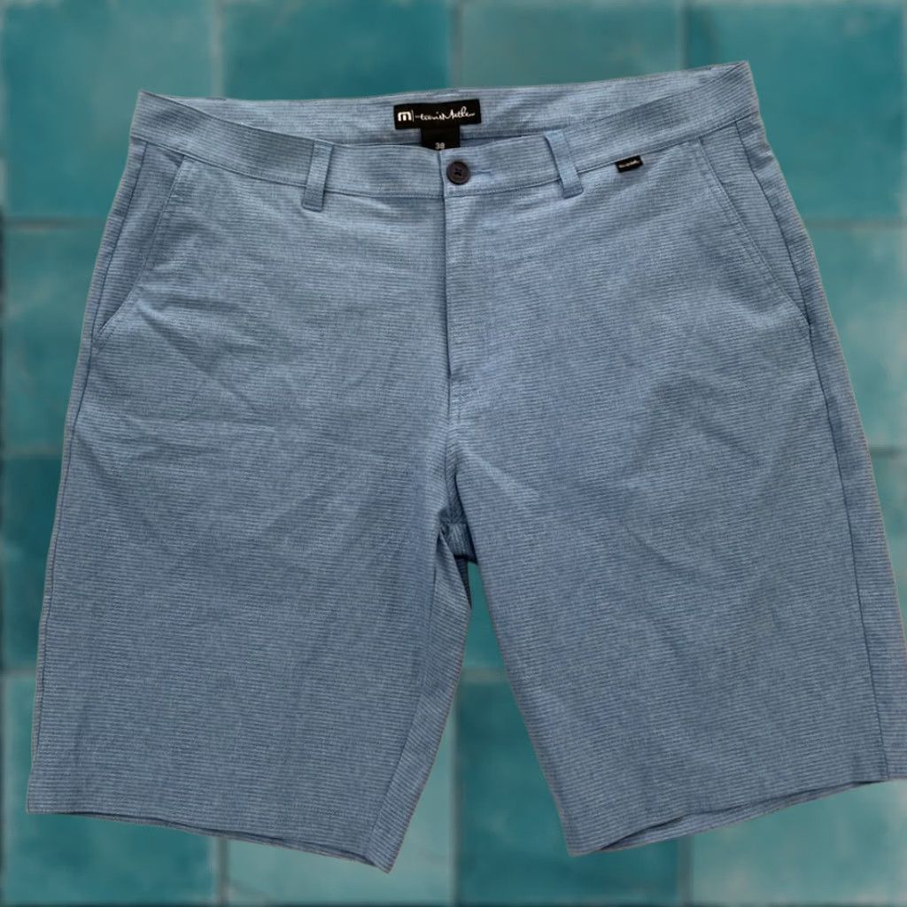 TravisMathew Travis Mathew Golf Shorts 38 Blue Striped Stretch Chino Short Mid Rise Men Size US 38 / EU 54 - 1 Thumbnail