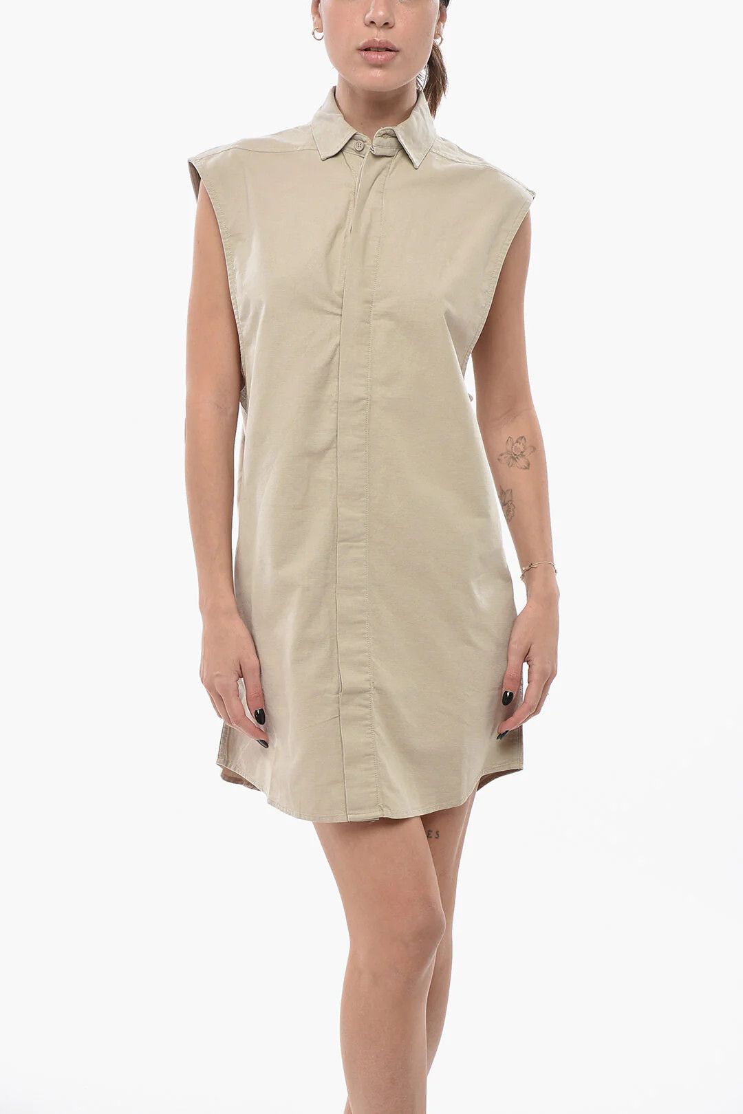 Fear of God og1mm0326 Cotton Sleeveless Shirt Dress in Beige Size L / US 10 / IT 46 - 4 Thumbnail