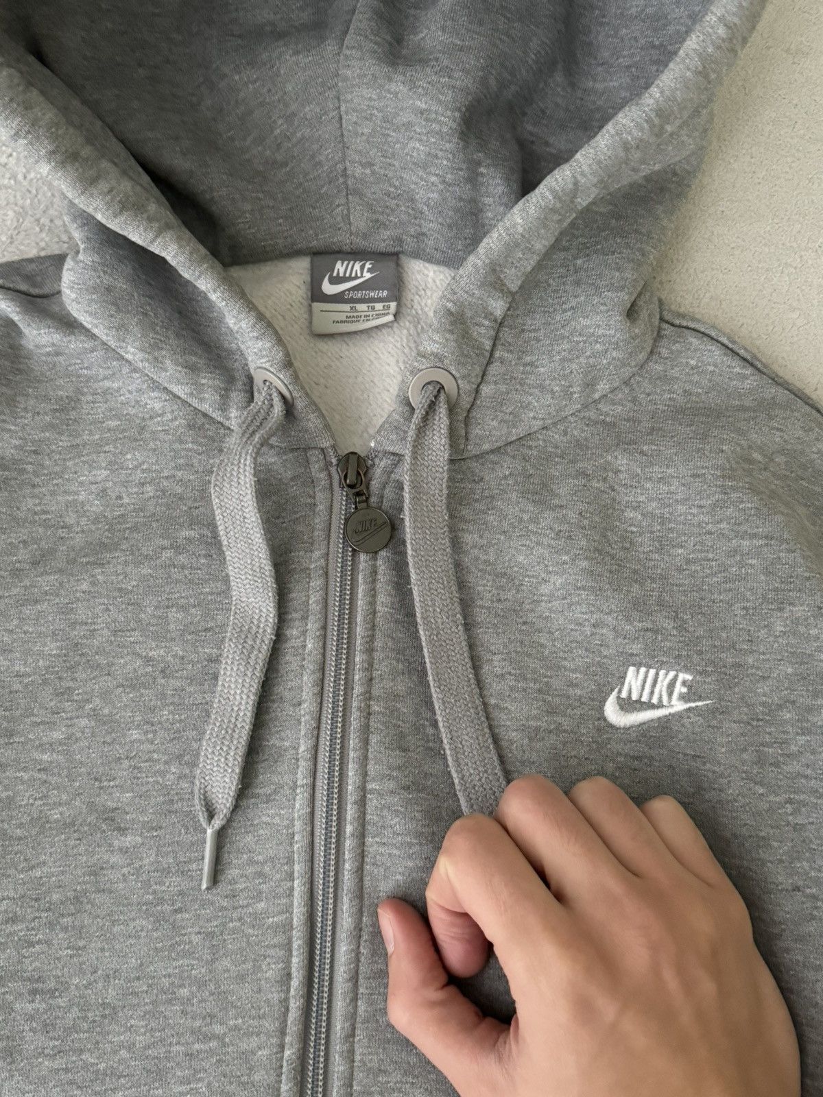 Vintage Nike Y2K swoosh oversized grey zip hoodie