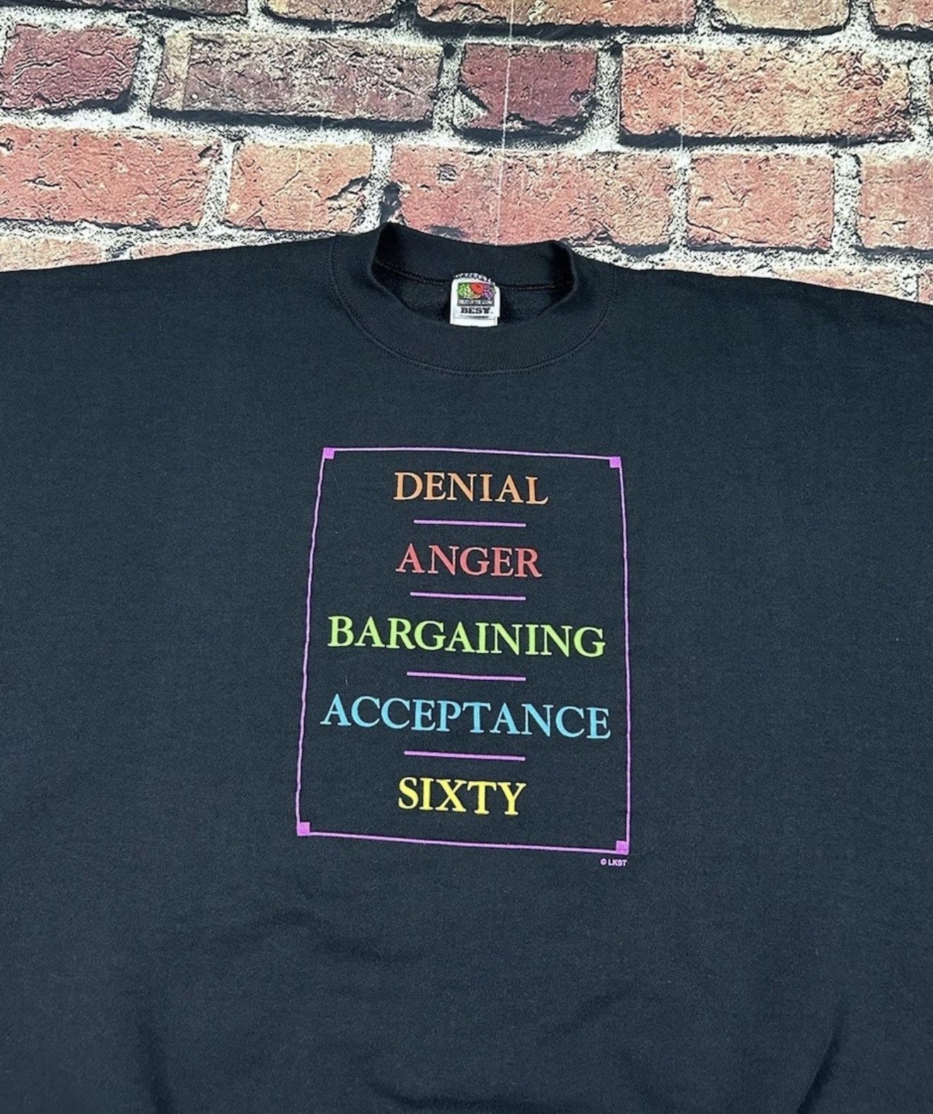 Fruit Of The Loom Funny 60th Birthday Sweatshirt Denial Anger Acceptance Sixty Size US XXL / EU 58 / 5 - 3 Thumbnail