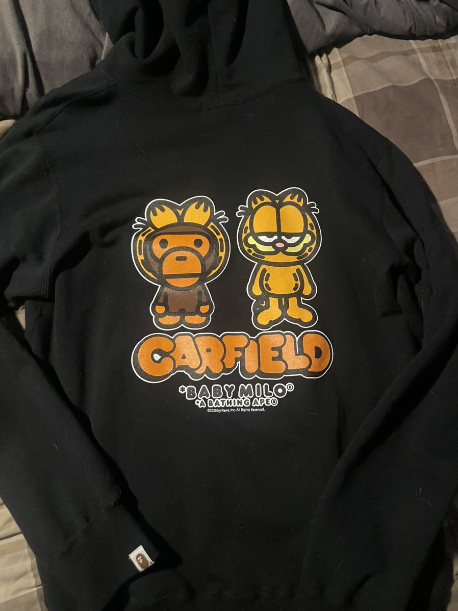 image of Bape X Garfield Pullover Hoodie in Black, Men's (Size 2XL)