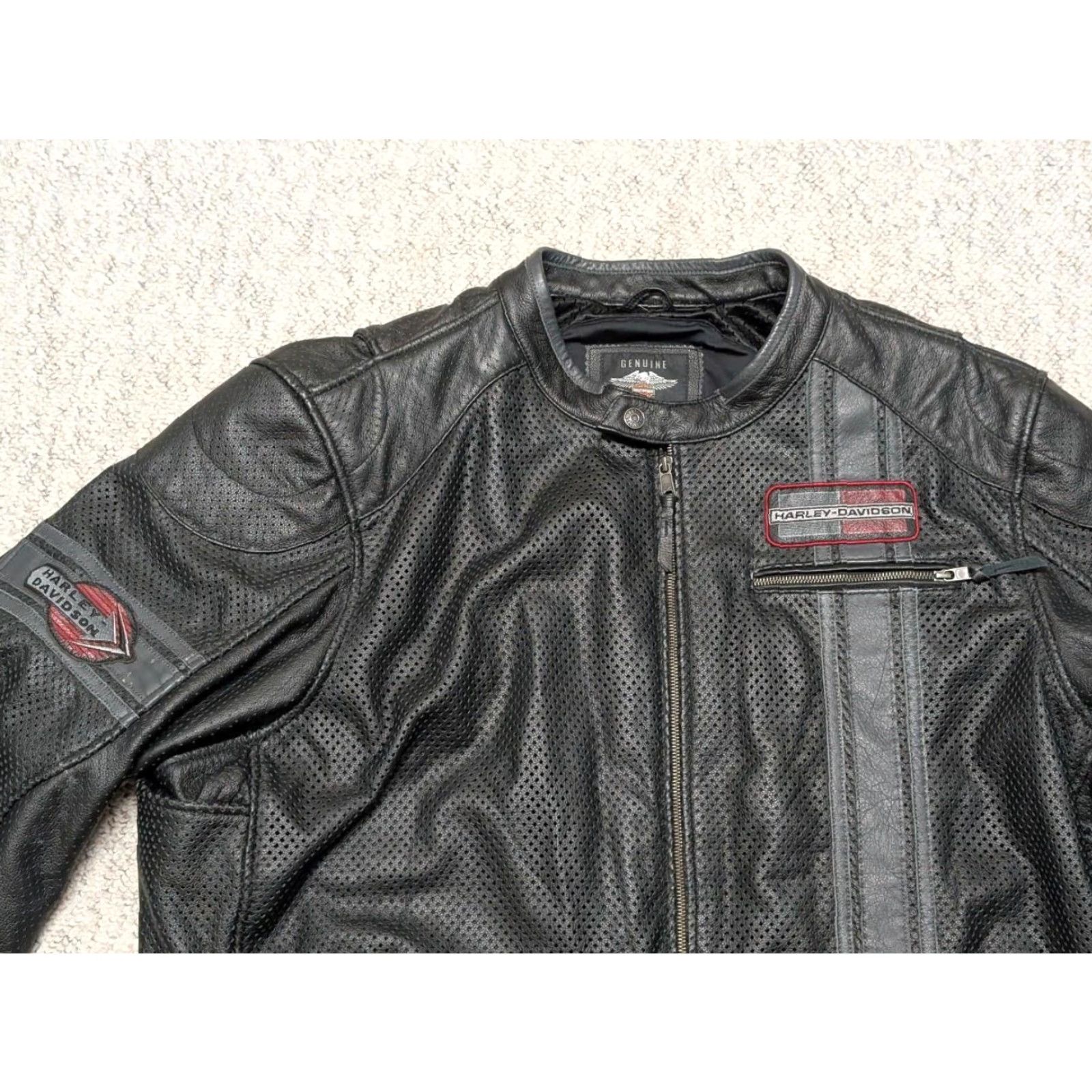 Harley Davidson Harley-Davidson Leather Jacket Motorcycle 5XL Black Cafe Racer Perforated Leather Mens Jacket 58-60 5XL Size US XXL / EU 58 / 5 - 4 Thumbnail